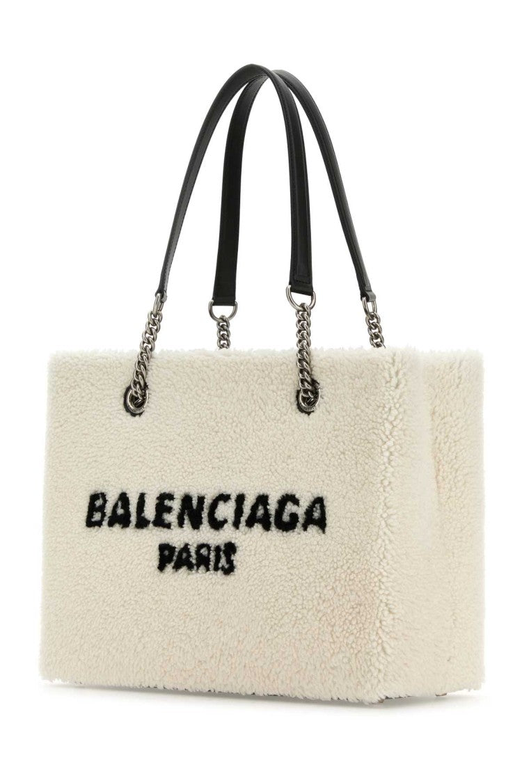Balenciaga White Shearling Duty Free M Handbag