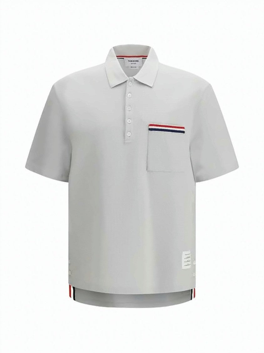 Thom Browne Multicolour Textured Weave Striped Accent Polo