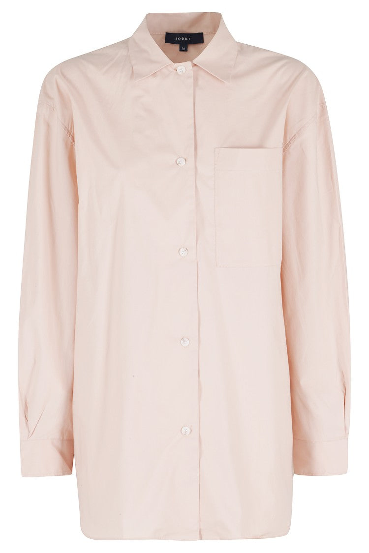 Soeur Pink Itaque Chest-Pocket Front-Button Cotton Shirt