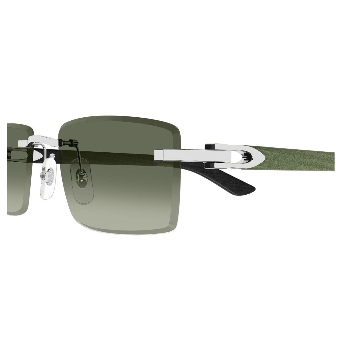 Cartier Rimless Rectangular Sunglasses With Green Gradient Lenses