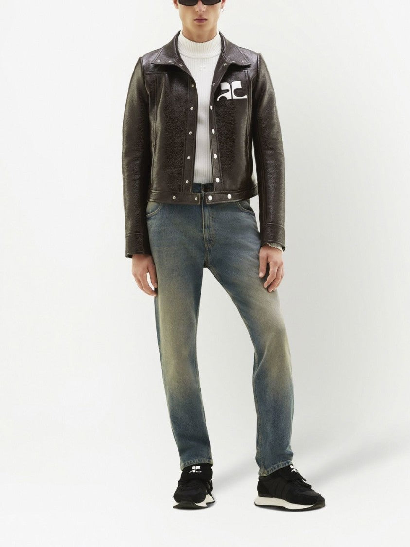 Courrèges Structured Faux-Leather Jacket With Logo Patch