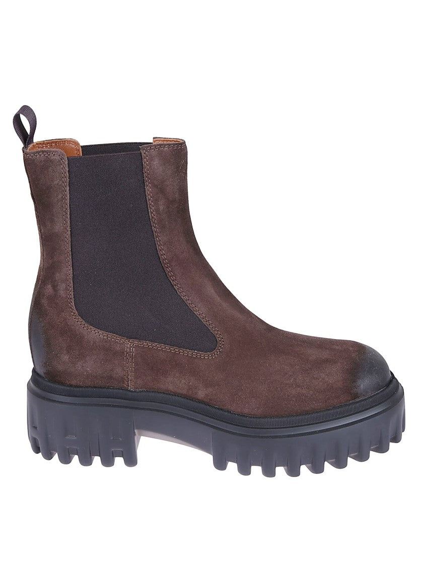 Hogan Brown Suede Chelsea Boots With Rubber Sole