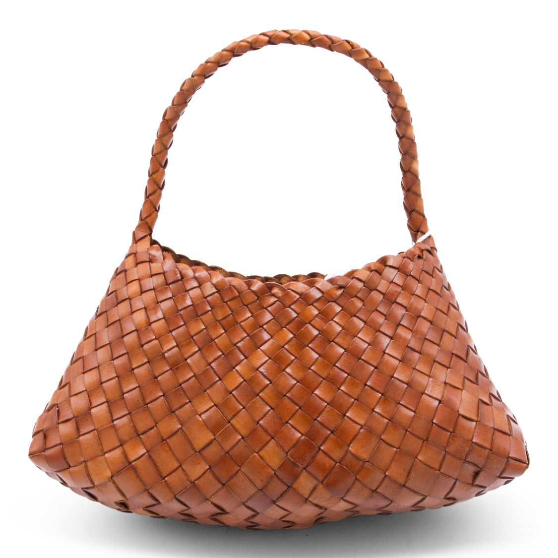 Dragon Diffusion Tan Leather Shoulder Bag With Knitted Construction