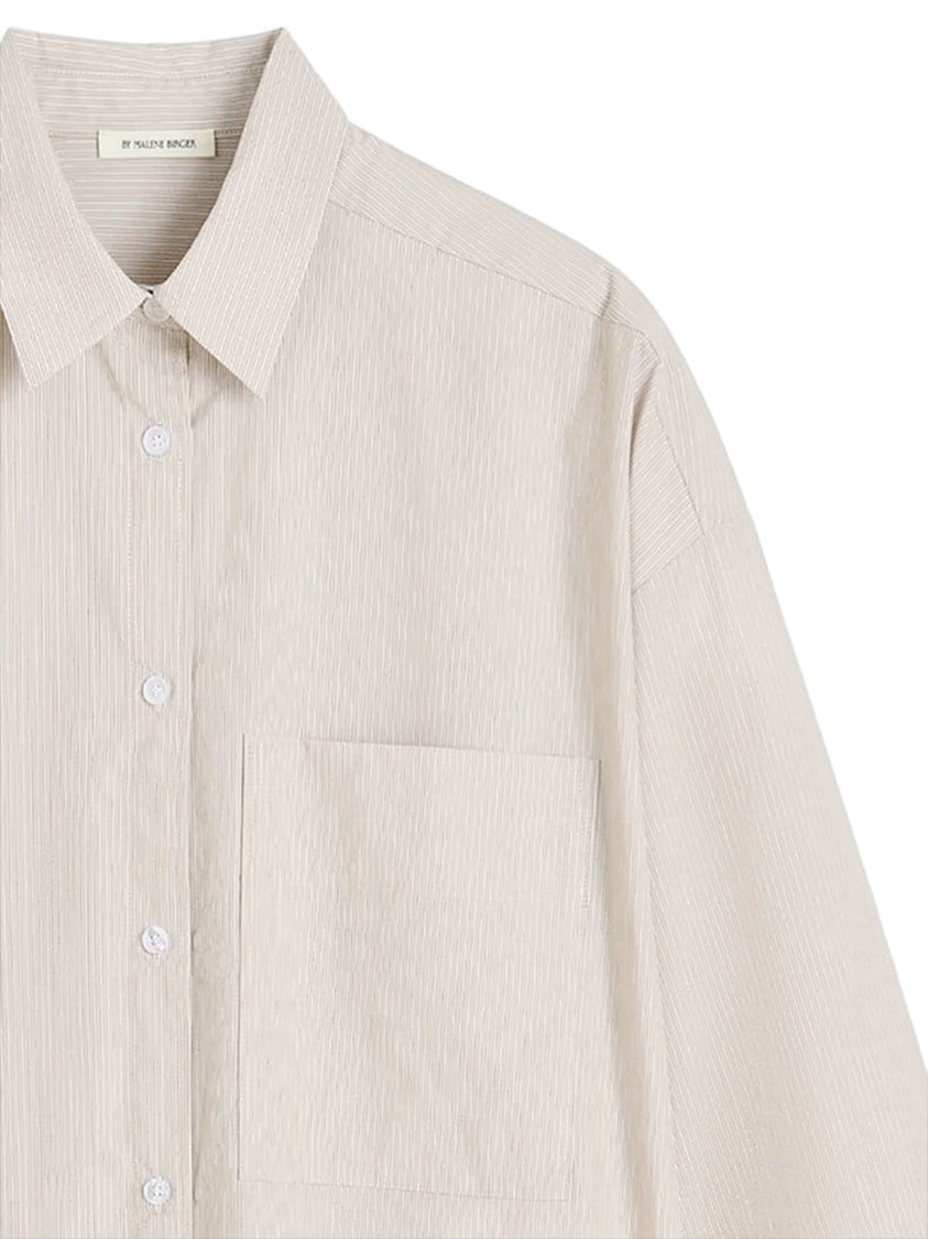 By Malene Birger Oversized Beige Shirt With Classic Collar