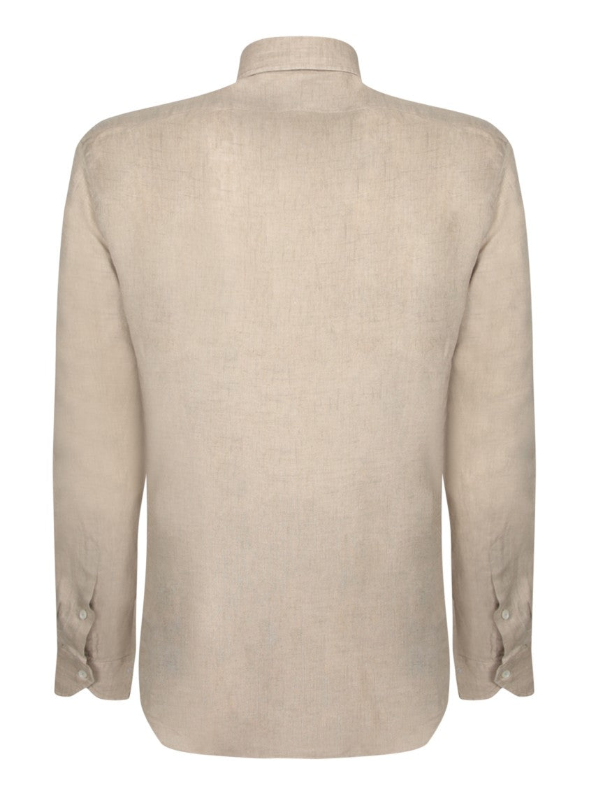 Dell'oglio Beige Linen Shirt With Classic Collar