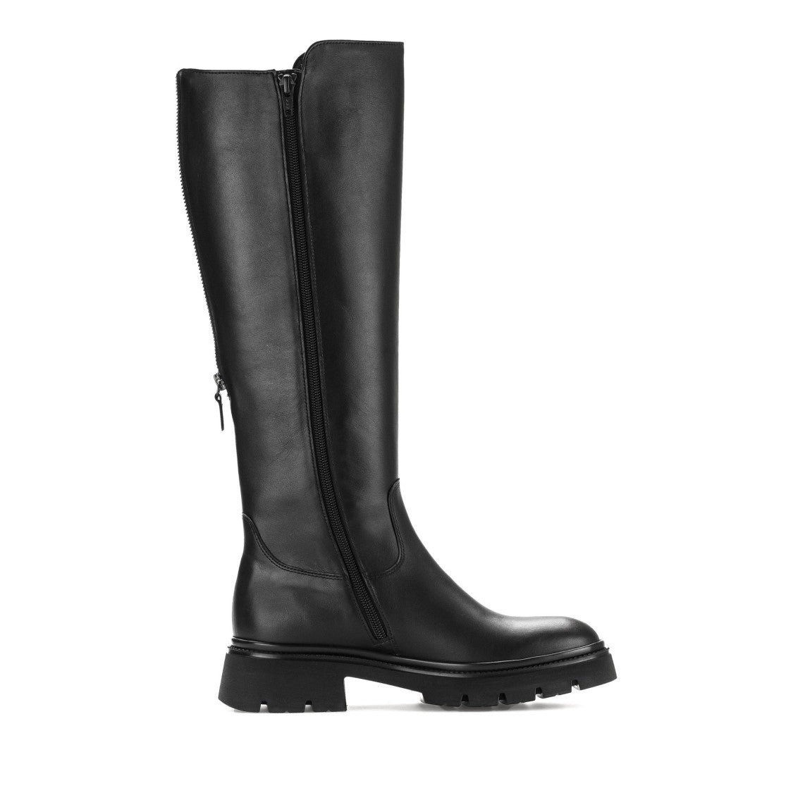 Gabor Black Minimalist Back Zipper Low Leather Boots