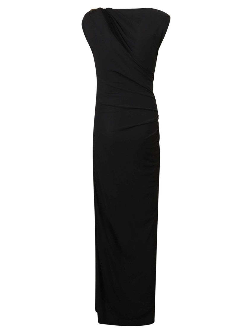 Bottega Veneta One-Shoulder Black Dress With Gold Accents