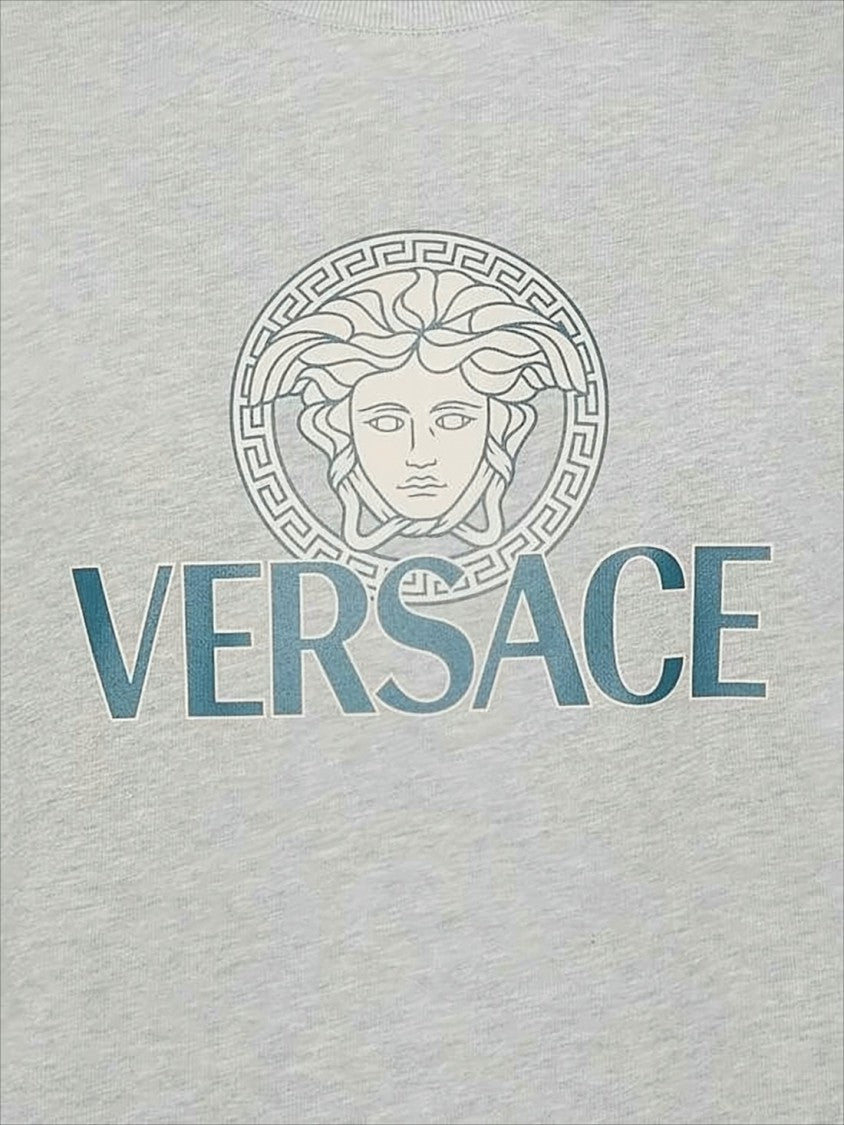Versace Light Grey Cotton Sweatshirt With Medusa Logo