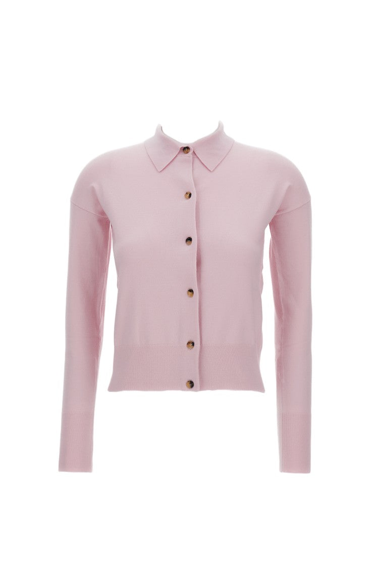 Max Mara Wool Blend Cardigan With Classic Point Collar