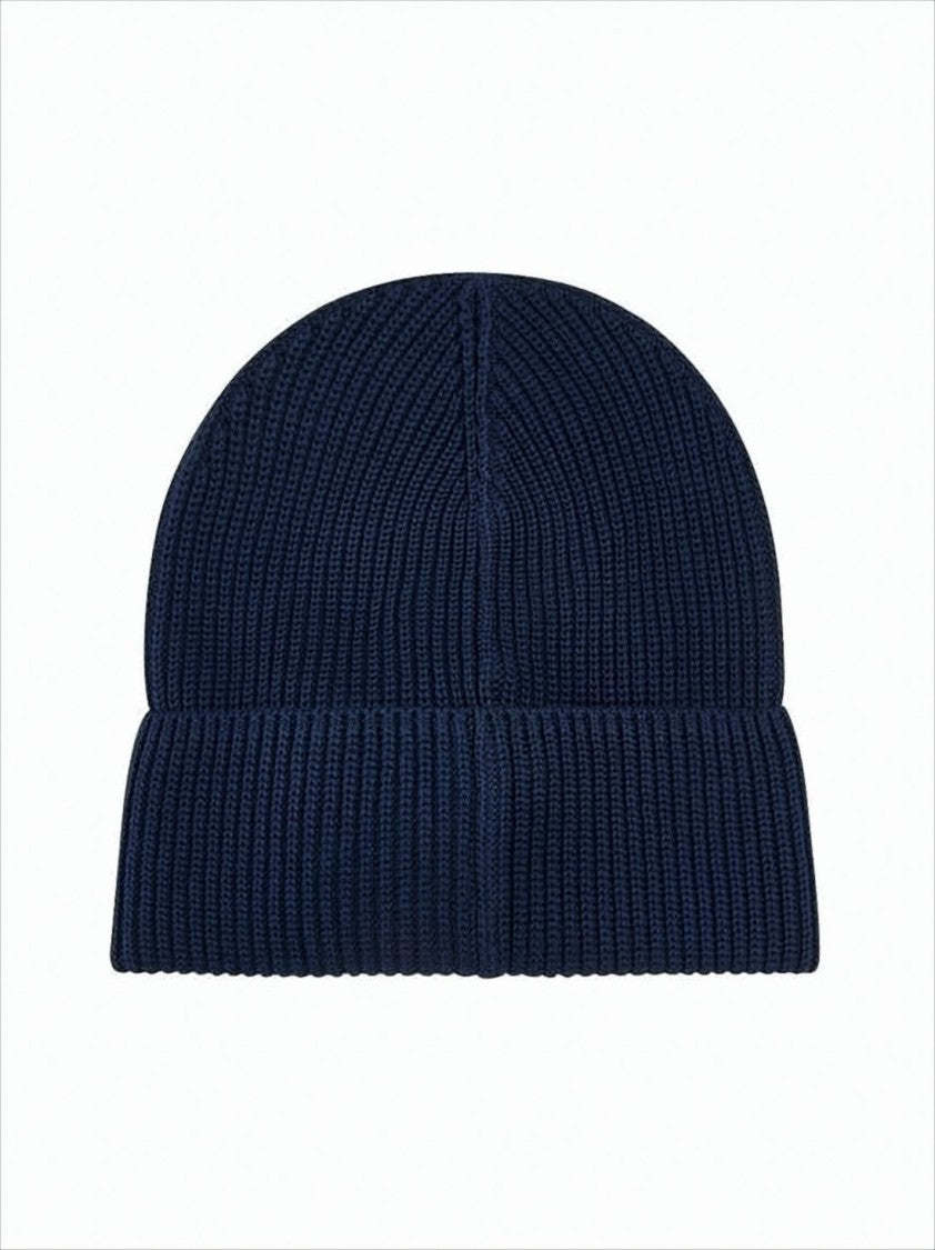 Moncler Ribbed Knit Beanie With Folded Cuff And Logo Patch