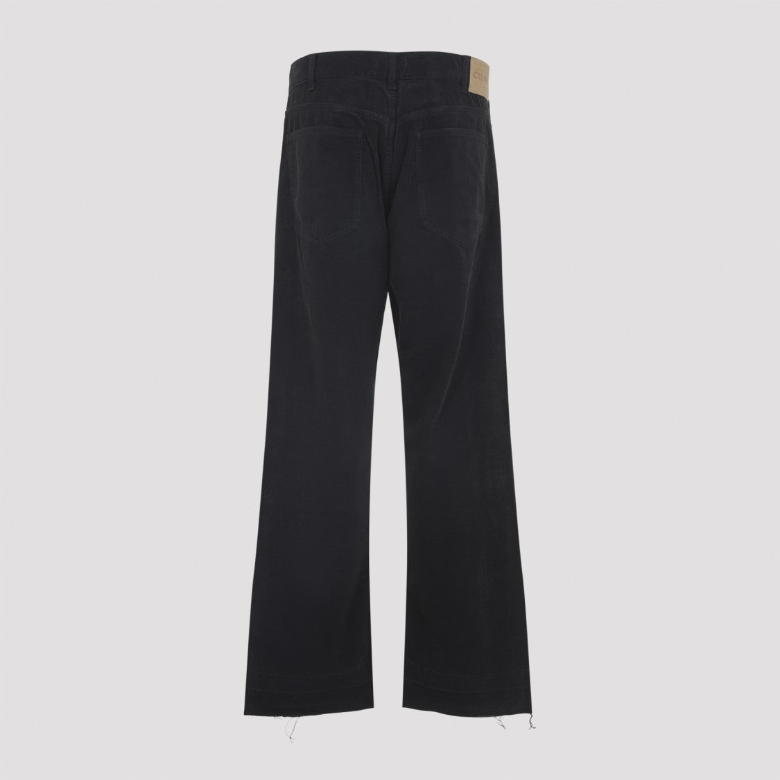 Celine Low-Rise Straight Leg Jeans In Black Cotton Corduroy