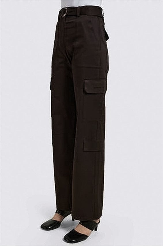 Msgm High-Waisted Straight-Leg Pants With Matching Belt And Flap Pockets