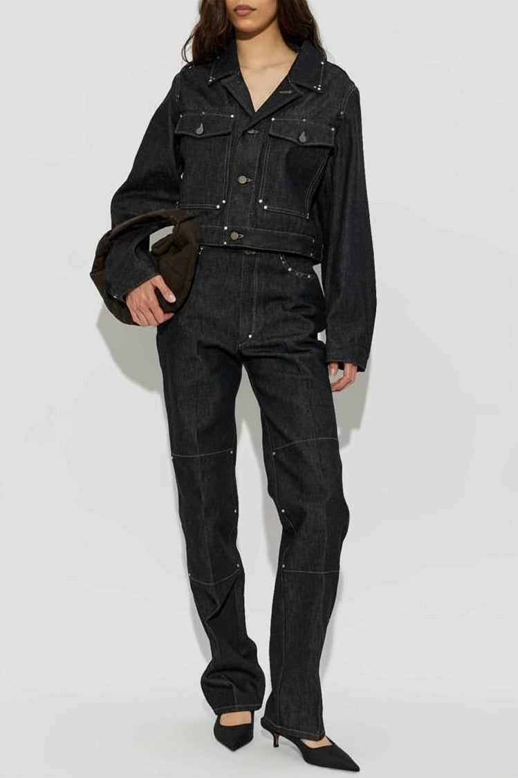 Lemaire Cropped Denim Jacket With Classic Collar