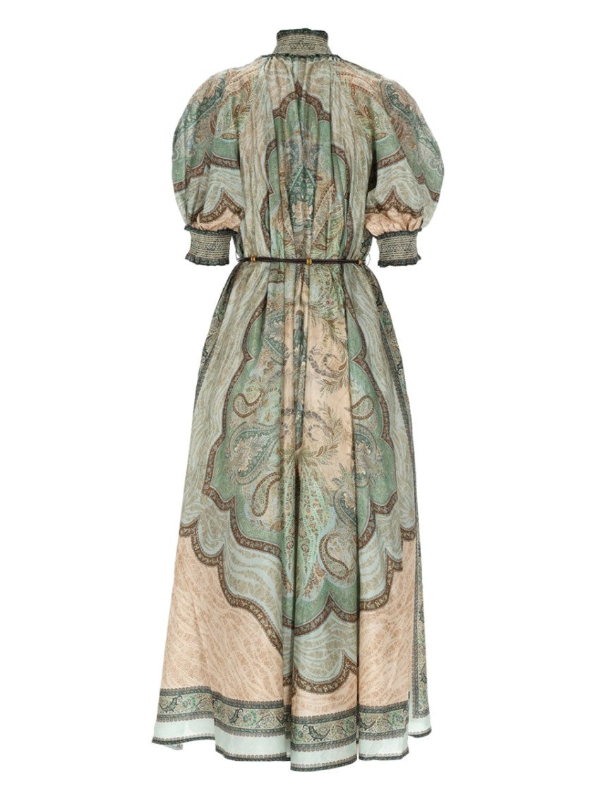 Zimmermann Green Paisley Silk Midi Dress