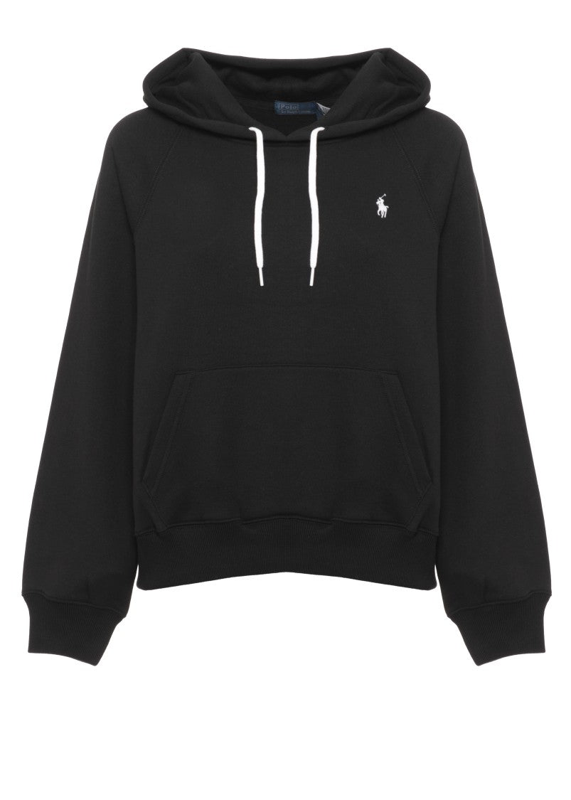 Polo Ralph Lauren Black White Embroidered Pony Cotton Hoodie