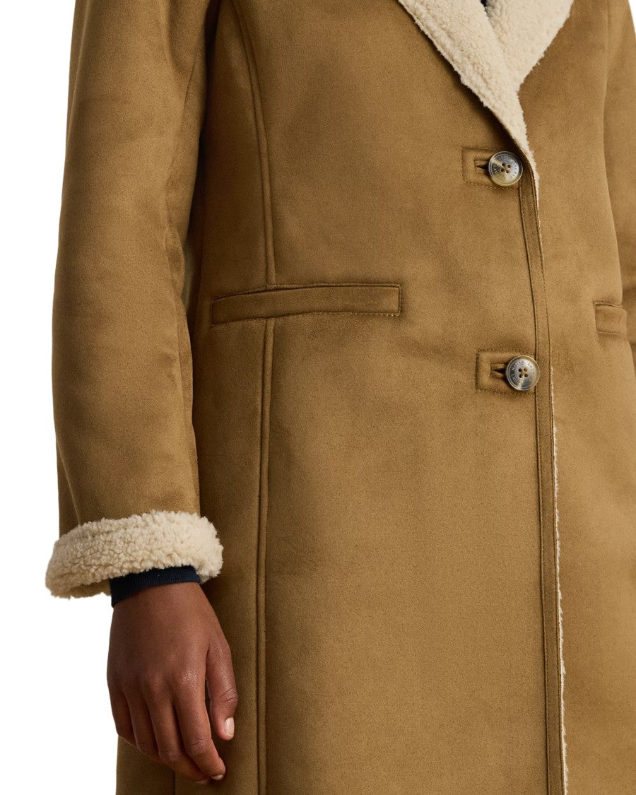 Lauren Ralph Lauren Plush Shearling Collar Short Coat