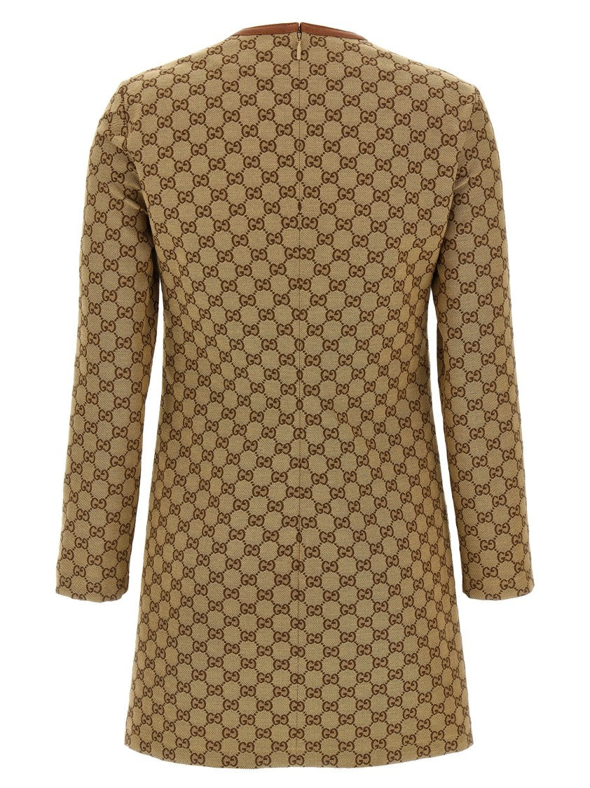Gucci Mini Dress In Gg Jacquard Fabric With V-Neckline