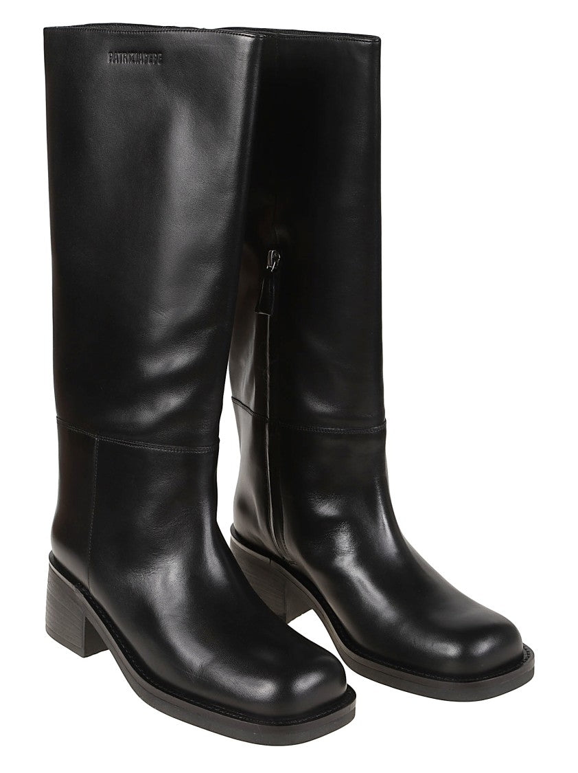 Patrizia Pepe Daily Square Calf Leather Mid-Calf Boots