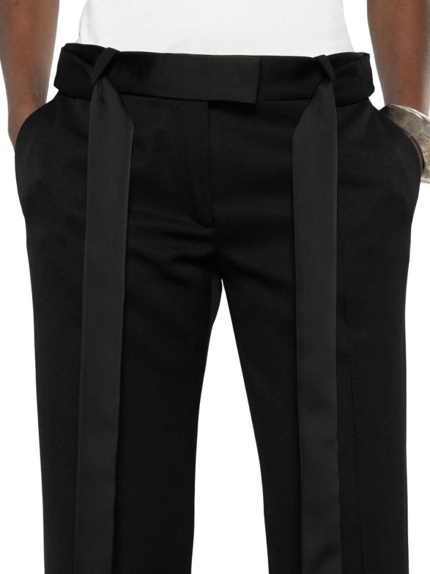 The Attico Tailored Black Trousers With Satin Ribbon Detail