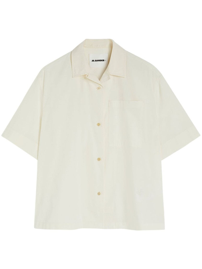 Jil Sander Relaxed Fit White Cotton Shirt With Classic Collar