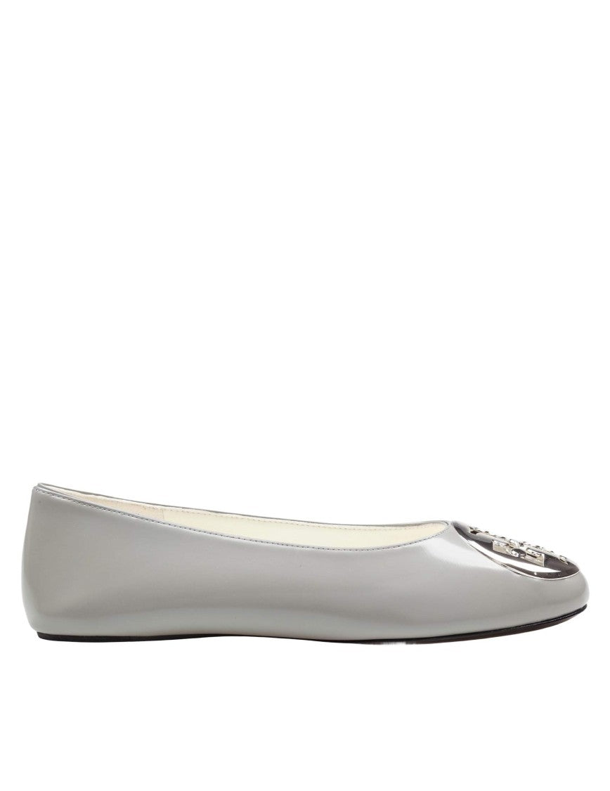 Tory Burch Runway Reva Leather Ballerina Flats, Grey