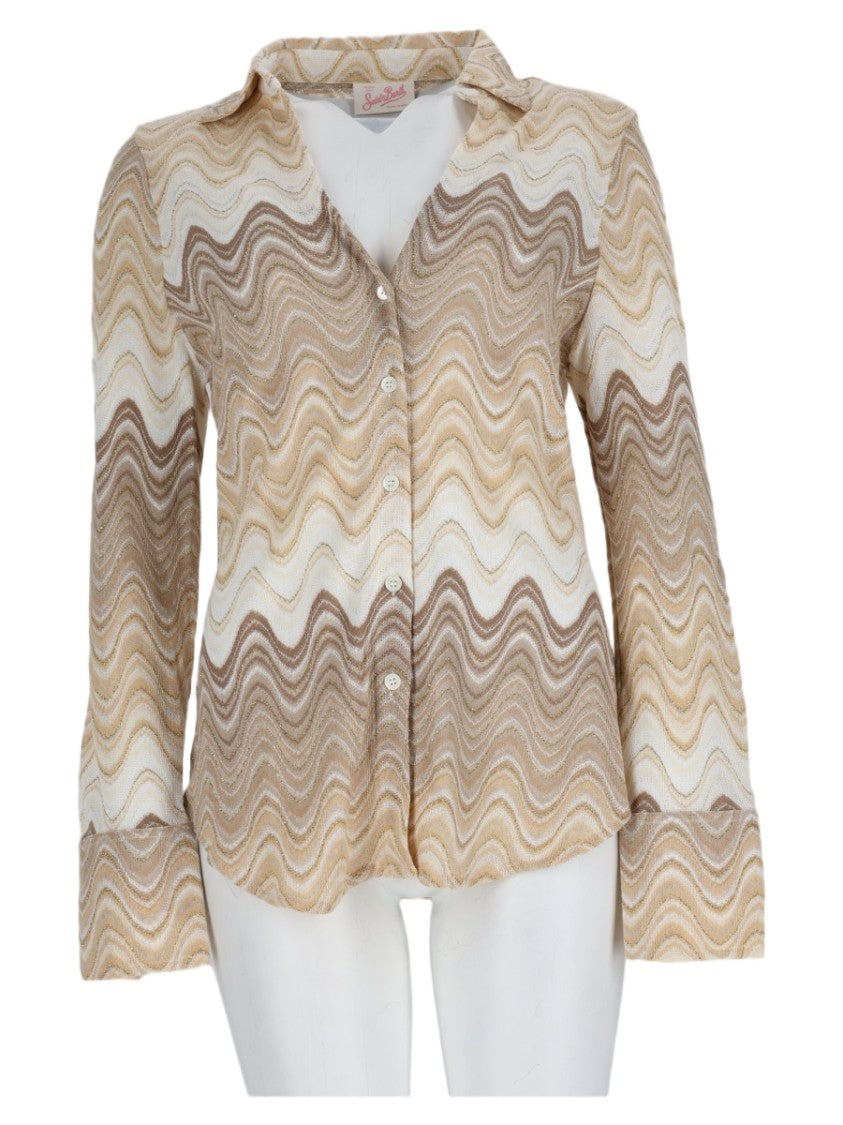 Mc2 Saint Barth Ivory Abstract Pattern Long-Sleeve Shirt