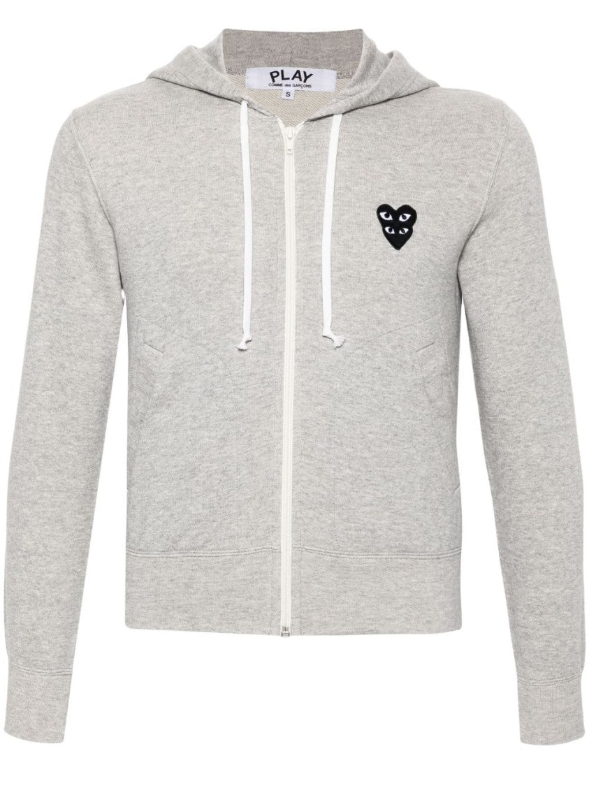 Comme Des Garçons Zip-Up Hoodie With Distinctive Embroidered Heart Emblem