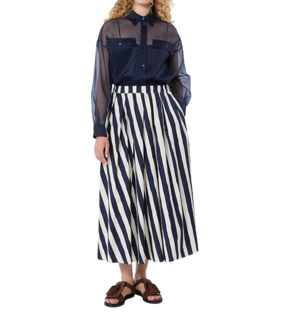 Max Mara Blue Striped Wkduomo Cotton Skirt