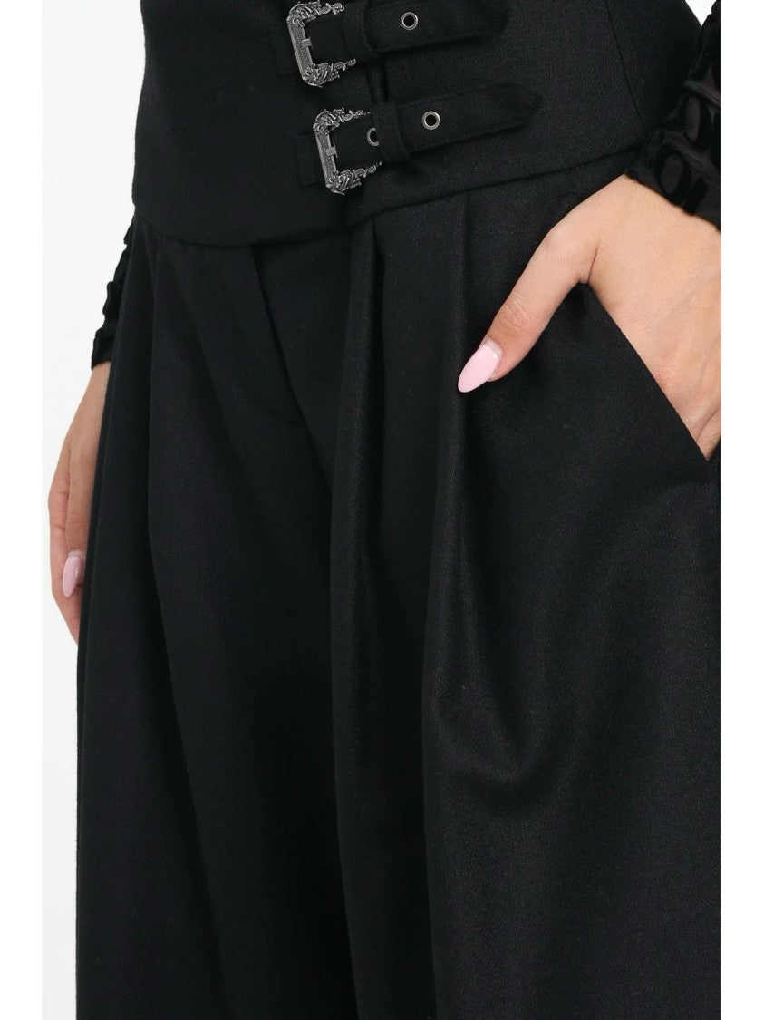 Versace Jeans Couture Black Wool-Blend Buckle Shorts