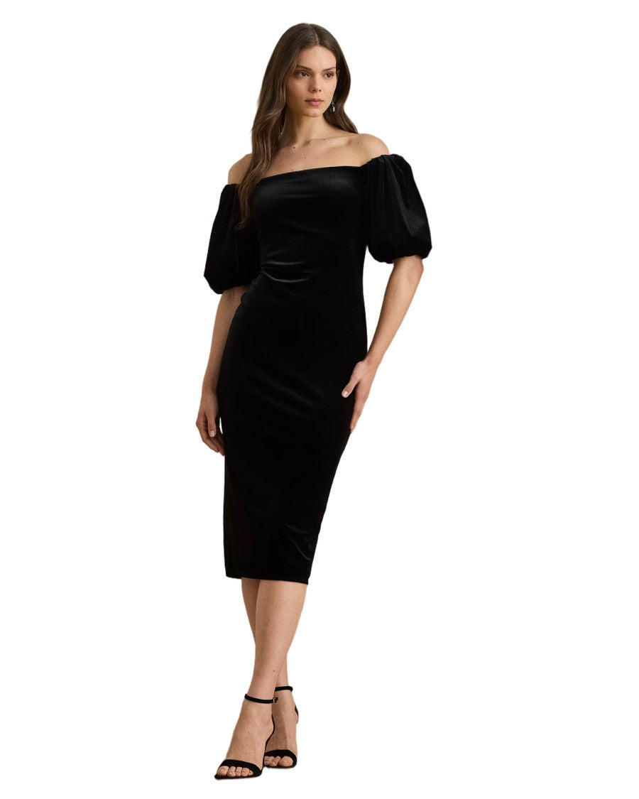 Lauren Ralph Lauren Elegant Cocktail Dress With Off-The-Shoulder Neckline