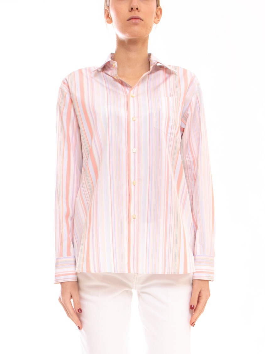 Etro Vertical Stripe Paisley-Back Shirt