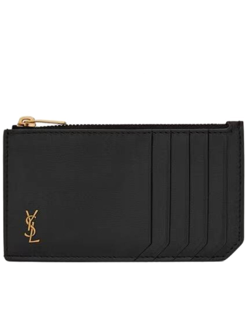 Saint Laurent Rectangular Black Zippered Card Holder