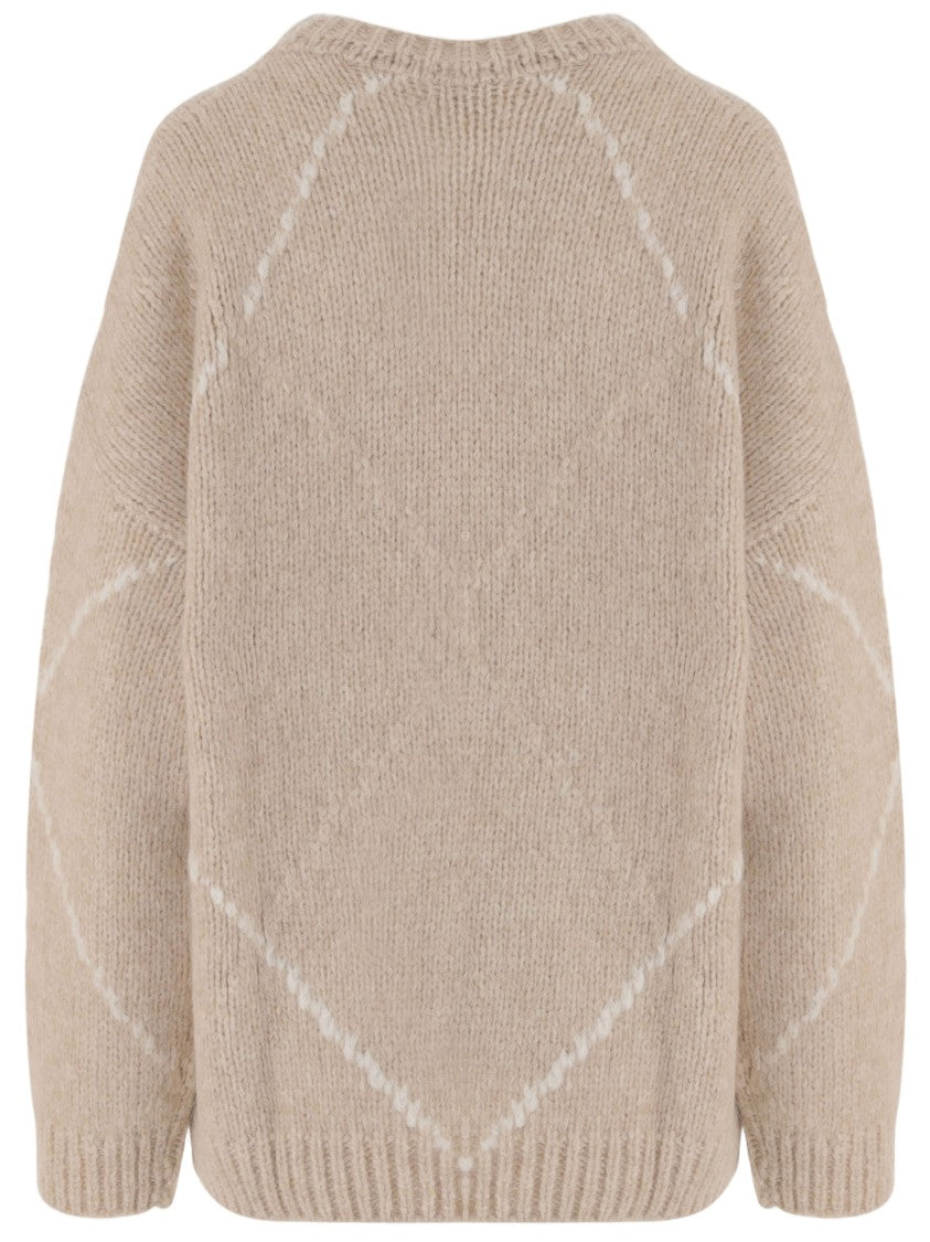 Bruno Manetti Alpaca-Blend Sweater With Diamond Pattern And Ribbed Finish