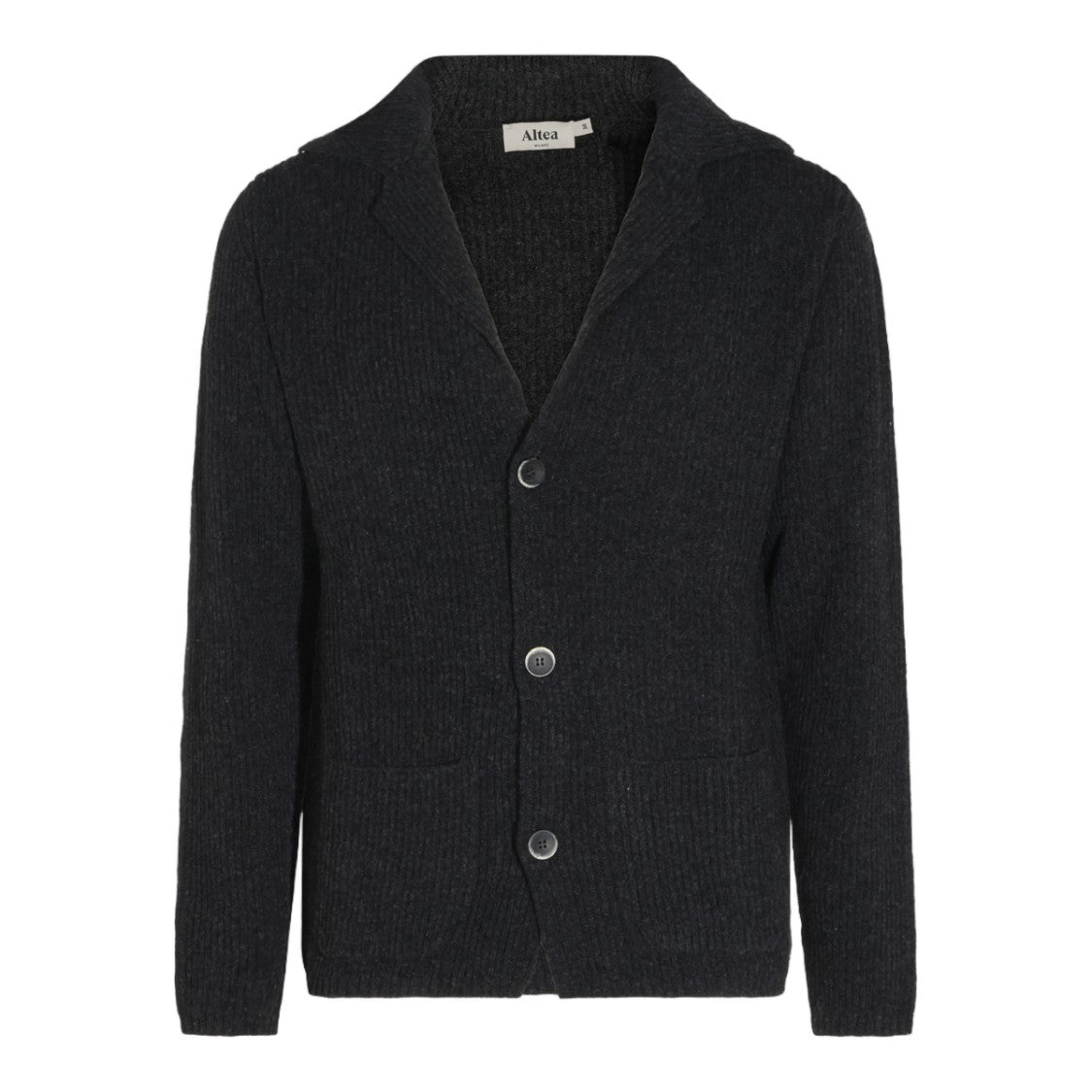 Altea Dark Charcoal Button-Up Ribbed Knit Sweater