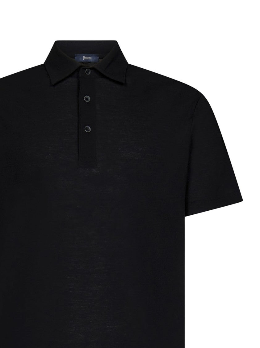 Herno Black Short-Sleeved Polo Shirt