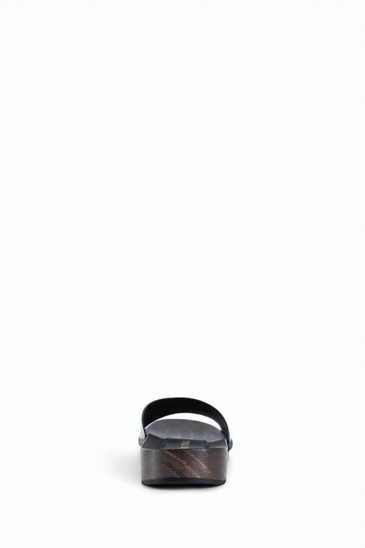 Miu Miu Patent Leather Slide Sandals With Studded Accents