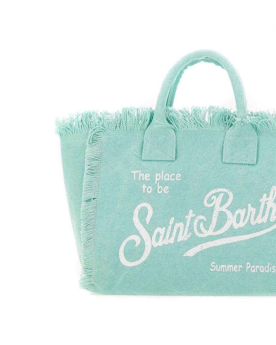 Mc2 Saint Barth Medium Cotton Canvas Tote Bag In Water Green