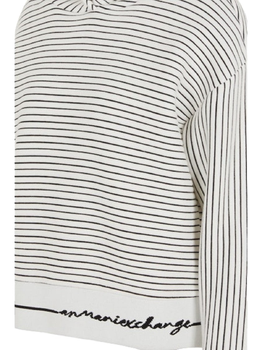 Armani Exchange Hooded Striped Sweatshirt With Signature Detail
