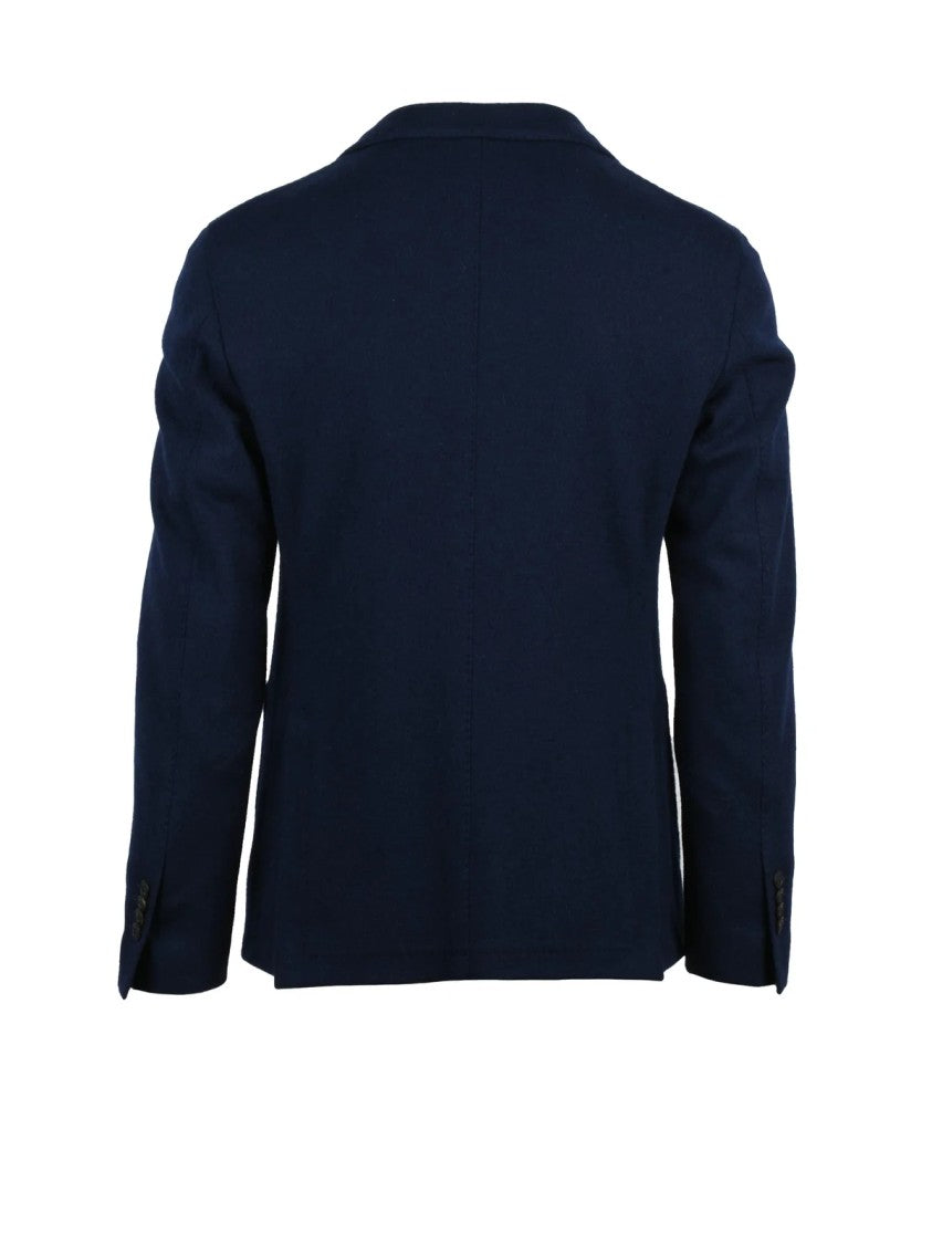 L.B.M. 1911 Unlined Blue Wool Blend Blazer With Tailored Fit