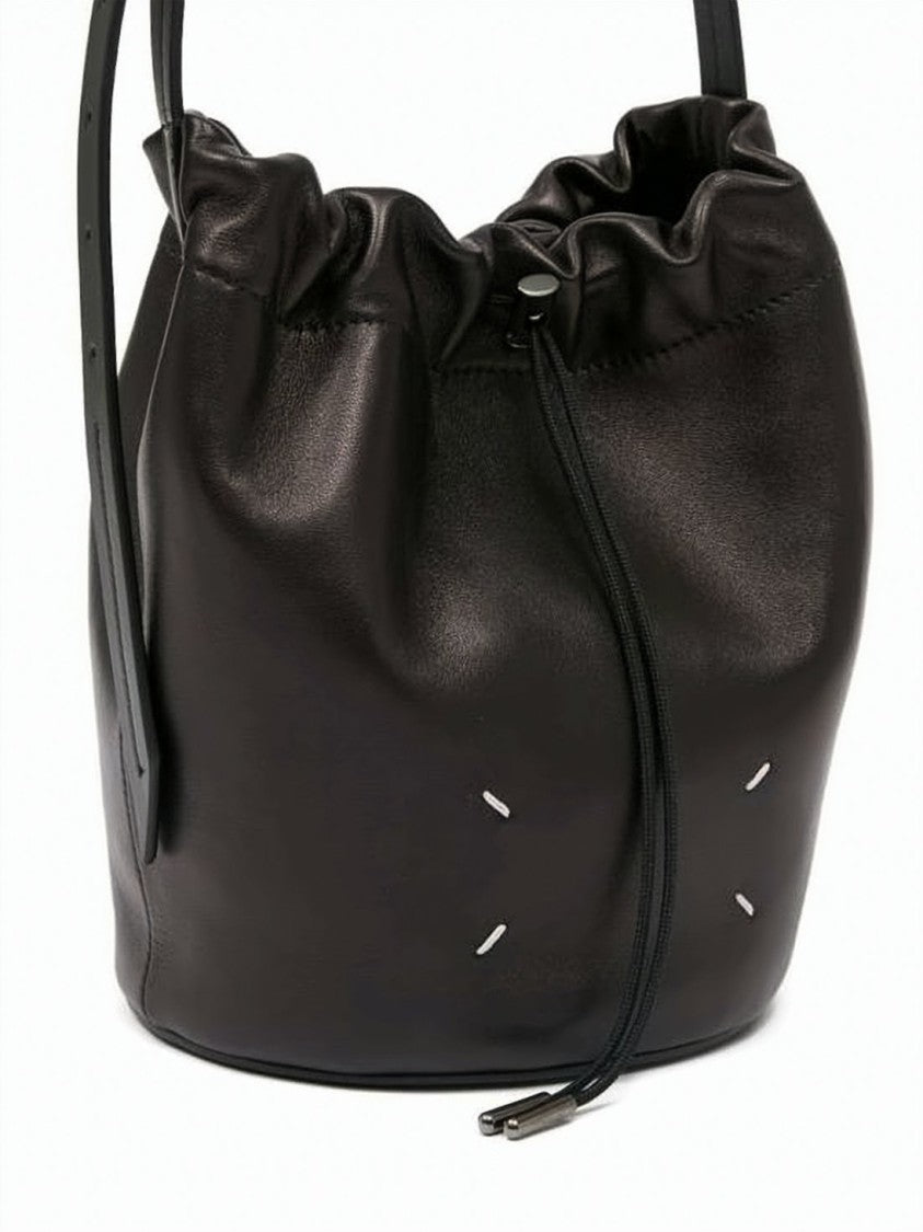 Maison Margiela Bucket-Style Shoulder Bag With Drawstring Closure And Adjustable Strap