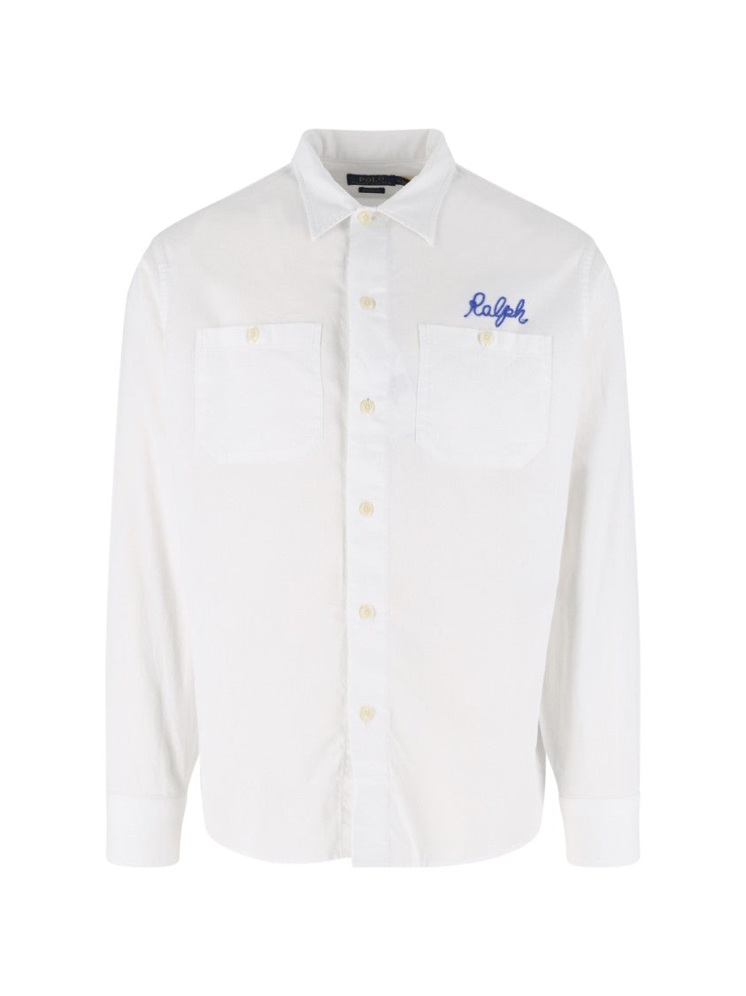 Polo Ralph Lauren White Graphic Back Button-Down Shirt