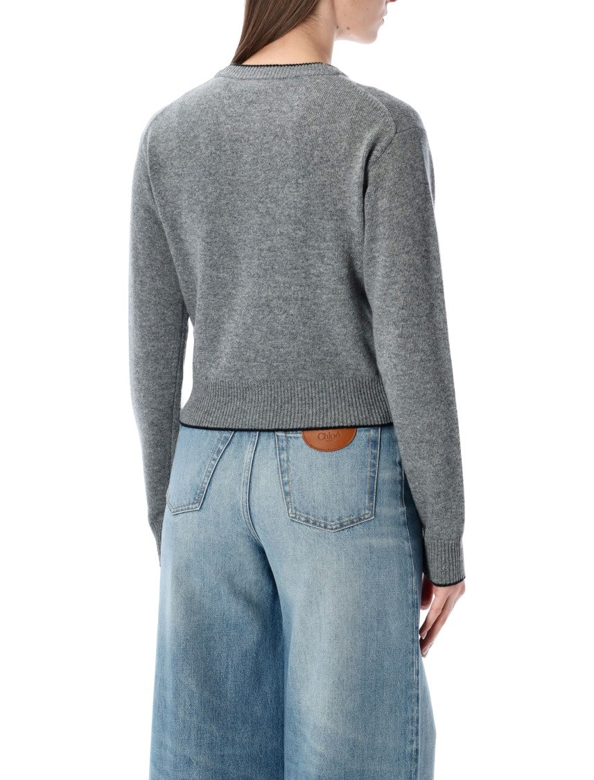 Chloé Ribbed Heart Logo Cardigan