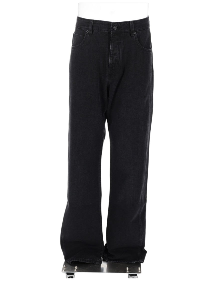 Balmain Wide-Fit Black Five-Pocket Cotton Jeans