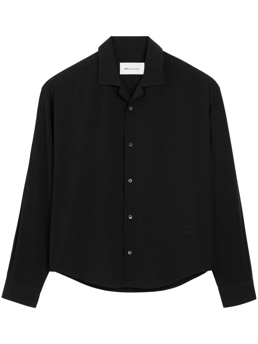 Ami Paris Boxy Long Sleeve Shirt With Camp Collar