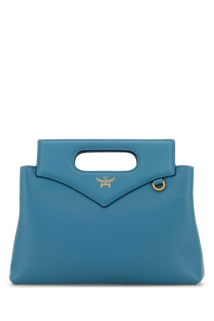 Mcm Turquoise Leather Mini Soft Diamond Handbag