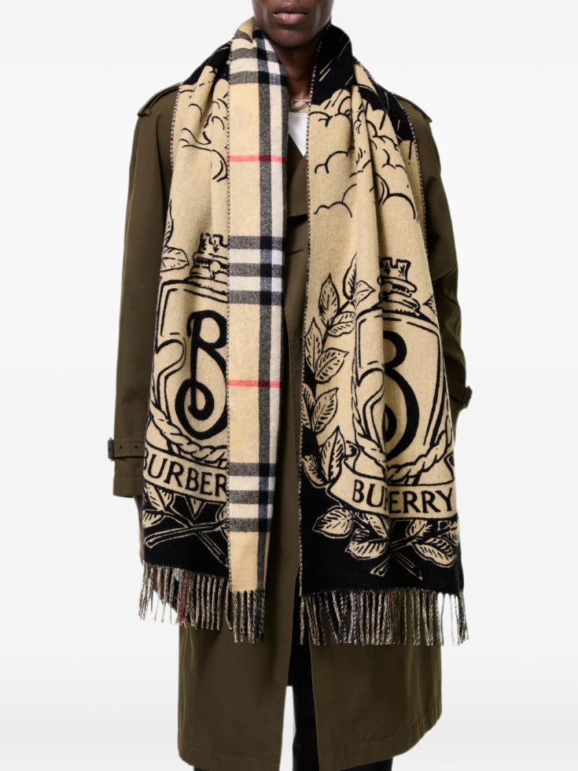 Burberry Multicolor Check Graphic Motif Cashmere Scarf