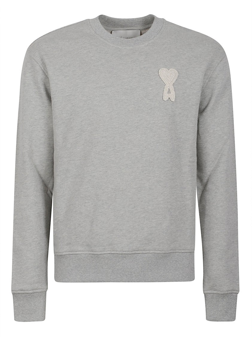 Ami Paris Relaxed Crew Neck Grey Knit Sweater