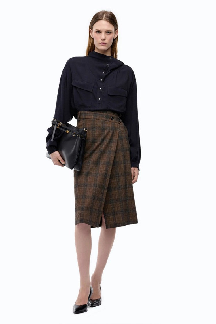 Pinko Navy Mandarin Collar Relaxed Shirt