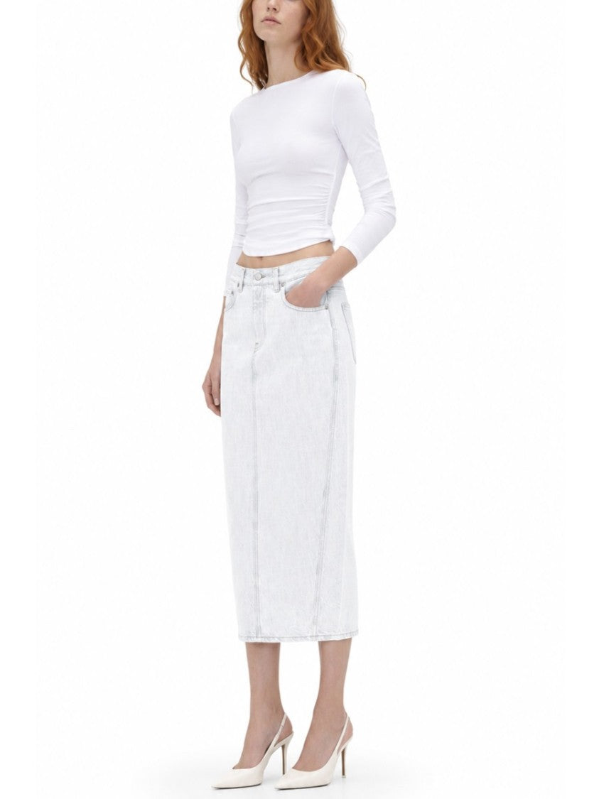 Haikure Straight Silhouette Back Slit Denim Skirt