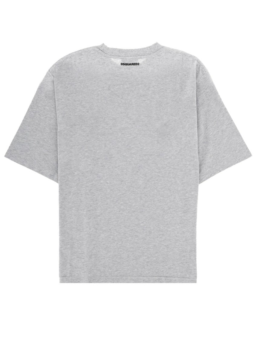 Dsquared2 Light Grey Black Text Loose T-Shirt